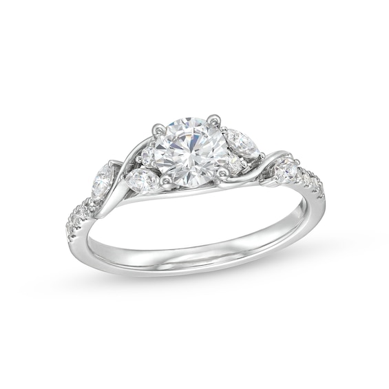 0.80 CT. T.W. Diamond Vine Cascading Engagement Ring in 14K White Gold (I/I2)