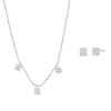 Thumbnail Image 0 of 0.23 CT. T.W. Multi-Diamond Three Stone Station Necklace and Stud Earrings Set in Sterling Silver