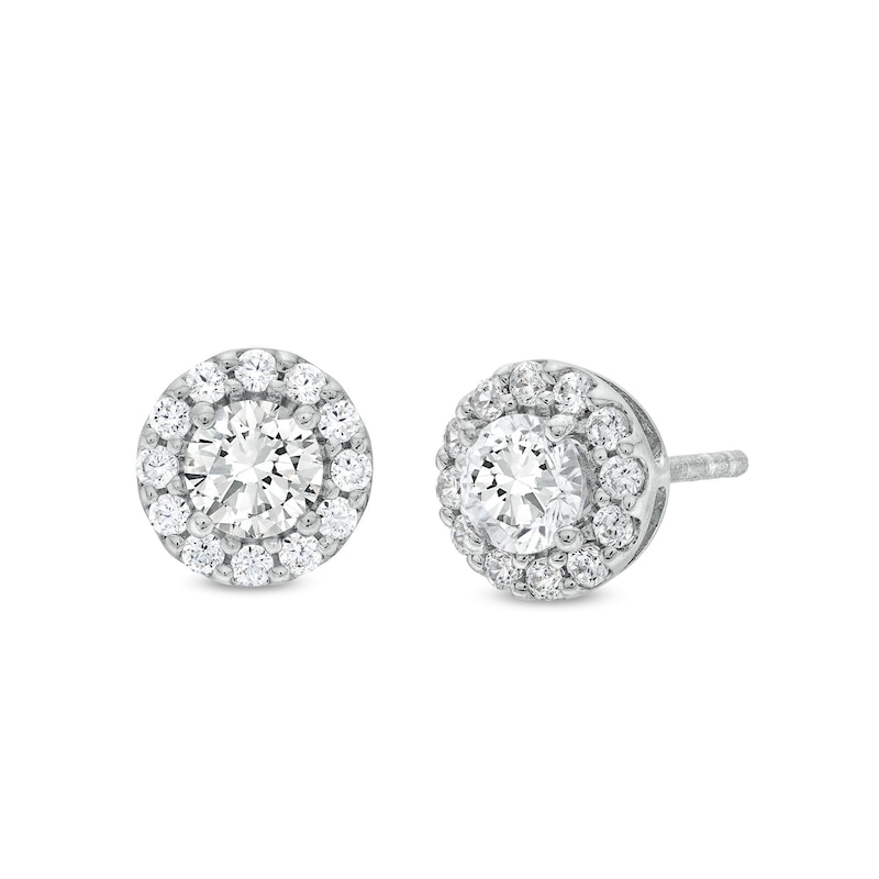 Main Image 1 of 1.00 CT. T.W. Diamond Frame Stud Earrings in 10K White Gold (J/I3)