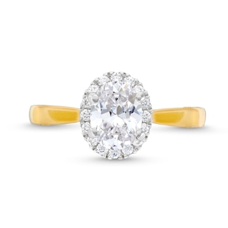 1.38 CT. T.W. Oval Certified Lab-Created Diamond Frame Engagement Ring in 14K Gold (F/SI2)