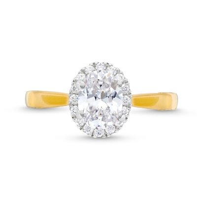 1.38 CT. T.W. Oval Certified Lab-Created Diamond Frame Engagement Ring in 14K Gold (F/SI2)