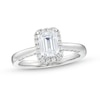 Thumbnail Image 0 of 1.38 CT. T.W. Emerald-Cut Certified Lab-Created Diamond Frame Engagement Ring in 14K White Gold (F/SI2)