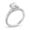 Thumbnail Image 2 of 1.38 CT. T.W. Emerald-Cut Certified Lab-Created Diamond Frame Engagement Ring in 14K White Gold (F/SI2)