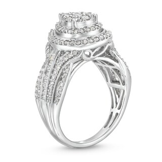 1.00 CT. T.W. Pear Multi-Diamond Teardrop Frame Multi-Row Engagement Ring in 10K White Gold