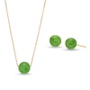 Thumbnail Image 0 of 8.0mm Jade Ball Necklace and Stud Earrings Set in 14K Gold