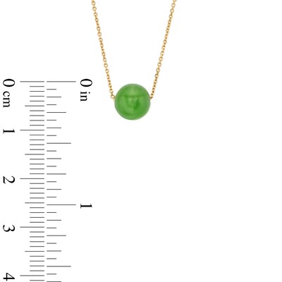 8.0mm Jade Ball Necklace and Stud Earrings Set in 14K Gold