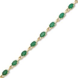 Oval Emerald Open Link Bracelet in 10K Gold - 7.25&quot;
