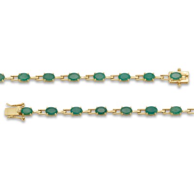 Oval Emerald Open Link Bracelet in 10K Gold - 7.25"