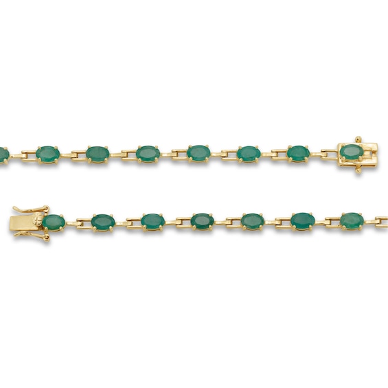 Oval Emerald Open Link Bracelet in 10K Gold - 7.25"