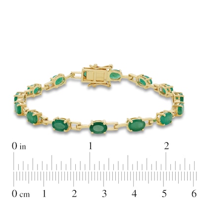 Oval Emerald Open Link Bracelet in 10K Gold - 7.25"