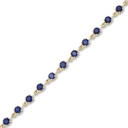 Blue Sapphire Open Link Bracelet in 10K Gold - 7.25&quot;