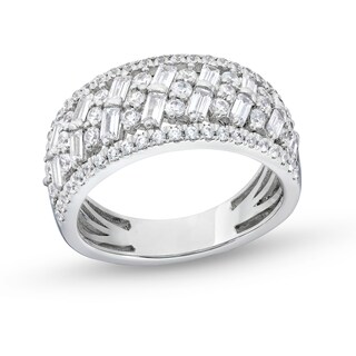 1.25 CT. T.W. Certified Lab-Created Diamond Herringbone Pattern Band in 14K White Gold (F/SI2)