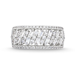 1.25 CT. T.W. Certified Lab-Created Diamond Herringbone Pattern Band in 14K White Gold (F/SI2)