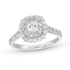 Thumbnail Image 0 of 1.25 CT. T.W. Princess-Cut Certified Diamond Scallop Frame Engagement Ring in 10K White Gold (I/I2)