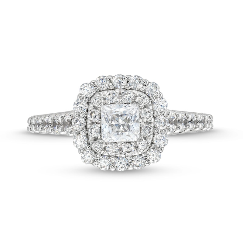 1.25 CT. T.W. Princess-Cut Diamond Scallop Frame Engagement Ring in 10K White Gold (I/I2)|Peoples Jewellers