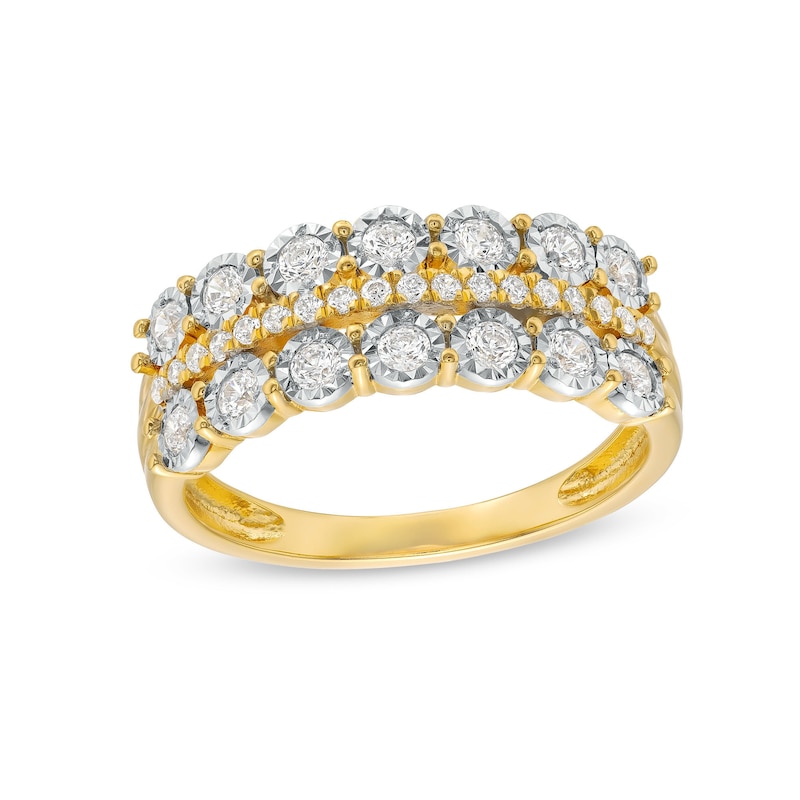 Main Image 1 of 0.50 CT. T.W. Diamond Miracle Double Row Band in 10K Gold