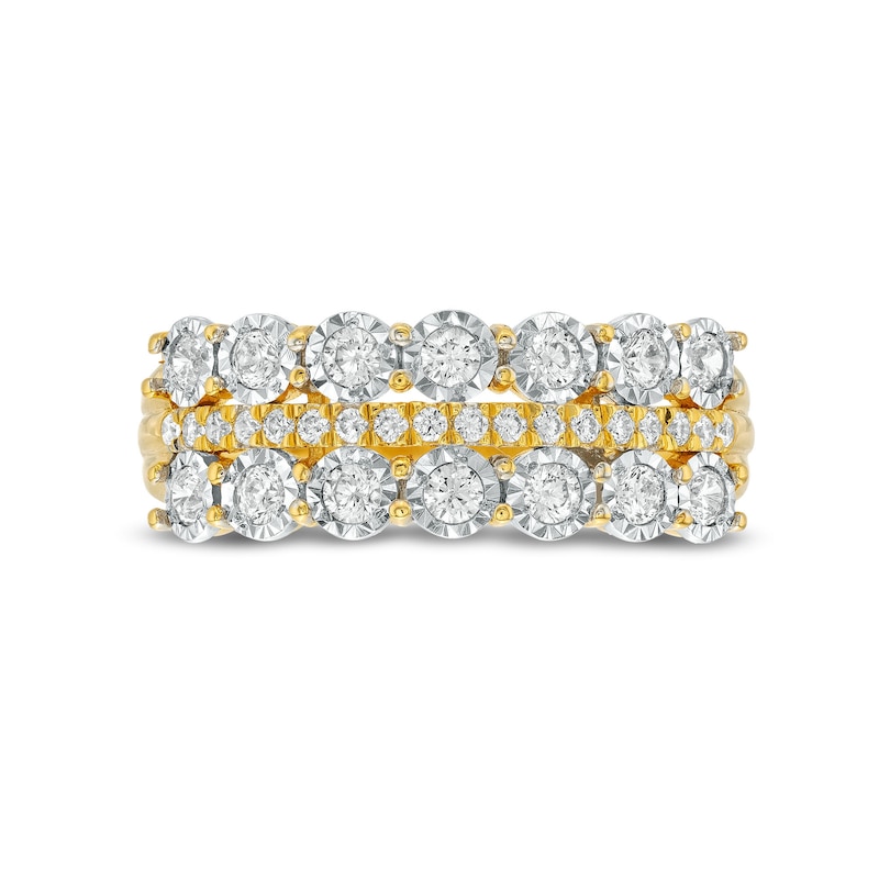 Main Image 4 of 0.50 CT. T.W. Diamond Miracle Double Row Band in 10K Gold