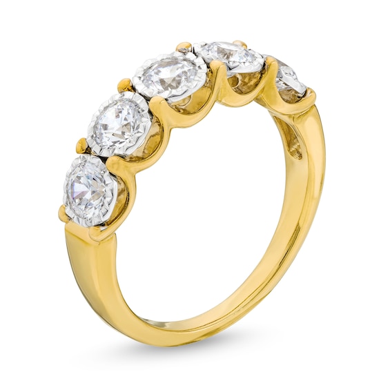 1.20 CT. T.W. Diamond Miracle Five Stone Band in 10K Two-Tone Gold