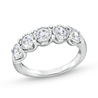 1.20 CT. T.W. Diamond Miracle Five Stone Band in 10K White Gold