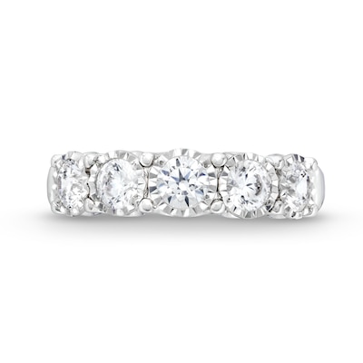 1.20 CT. T.W. Diamond Miracle Five Stone Band in 10K White Gold