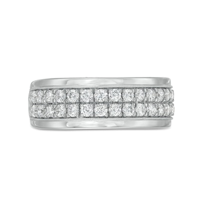 1.00 CT. T.W. Diamond Double Row Milgrain Band in Sterling Silver