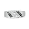 0.40 CT. T.W. Black and White Diamond Slanted Triple Row Band in Sterling Silver