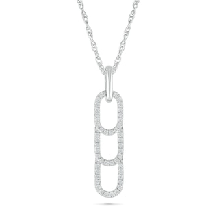 0.18 CT. T.W. Diamond Linear Paperclip Stack Pendant in Sterling Silver