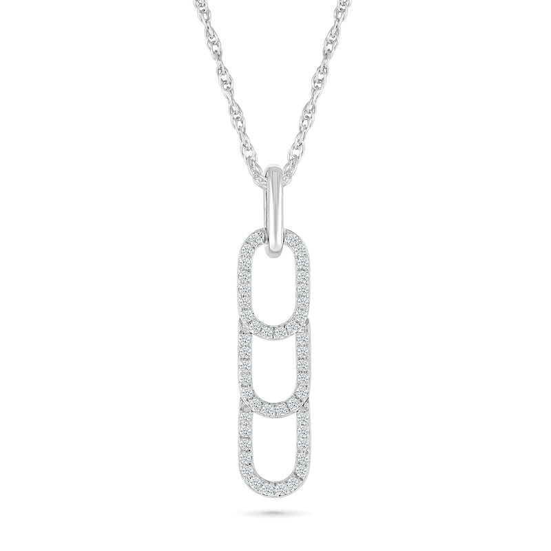 0.18 CT. T.W. Diamond Linear Paperclip Stack Pendant in Sterling Silver|Peoples Jewellers