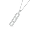 Thumbnail Image 1 of 0.18 CT. T.W. Diamond Linear Paperclip Stack Pendant in Sterling Silver