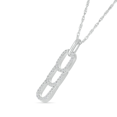 0.18 CT. T.W. Diamond Linear Paperclip Stack Pendant in Sterling Silver