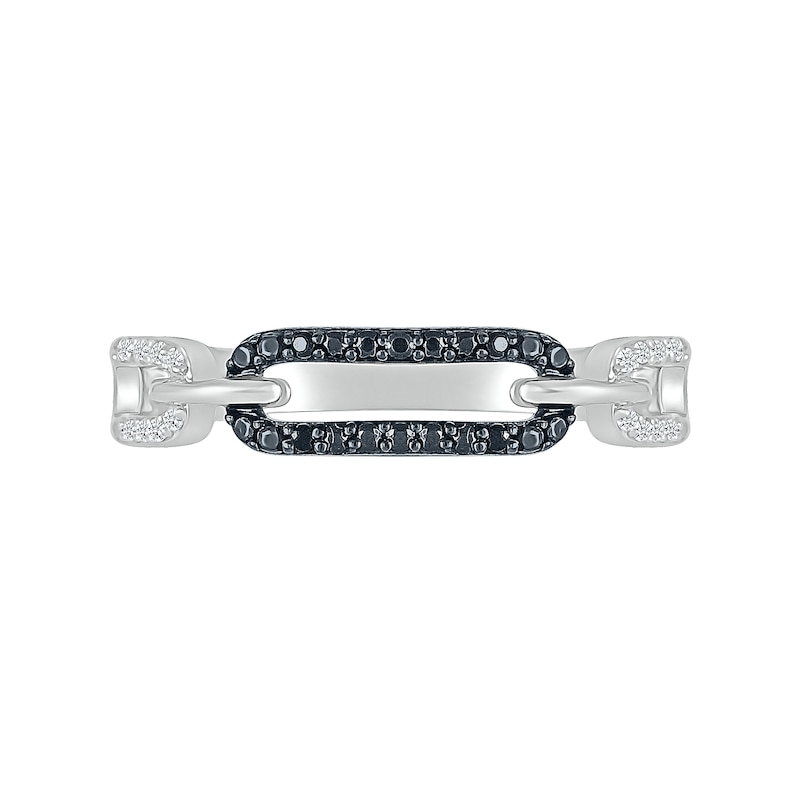 0.115 CT. T.W. Black and White Diamond Interlocking Paperclip Ring in Sterling Silver|Peoples Jewellers