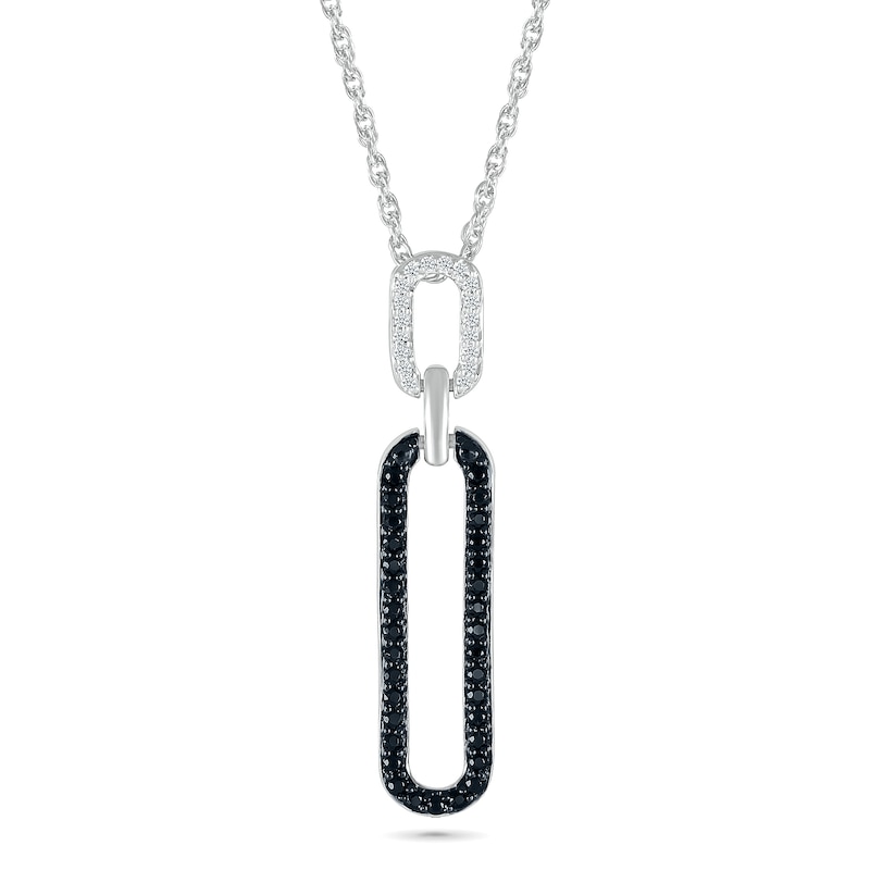 0.18 CT. T.W. Black and White Diamond Elongated Paperclip Pendant in Sterling Silver|Peoples Jewellers