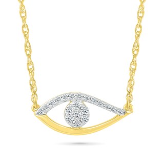 0.085 CT. T.W. Multi-Diamond Evil Eye Necklace in Sterling Silver with 10K Gold Plate