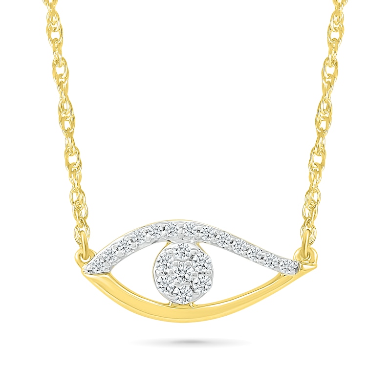 0.085 CT. T.W. Multi-Diamond Evil Eye Necklace in Sterling Silver with 10K Gold Plate|Peoples Jewellers