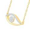 Thumbnail Image 1 of 0.085 CT. T.W. Multi-Diamond Evil Eye Necklace in Sterling Silver with 10K Gold Plate