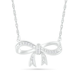 0.065 CT. T.W. Diamond Bow Necklace in Sterling Silver