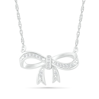 0.065 CT. T.W. Diamond Bow Necklace in Sterling Silver