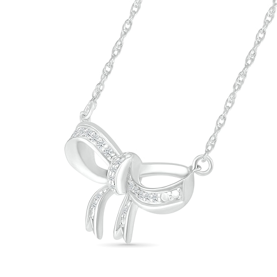 0.065 CT. T.W. Diamond Bow Necklace in Sterling Silver