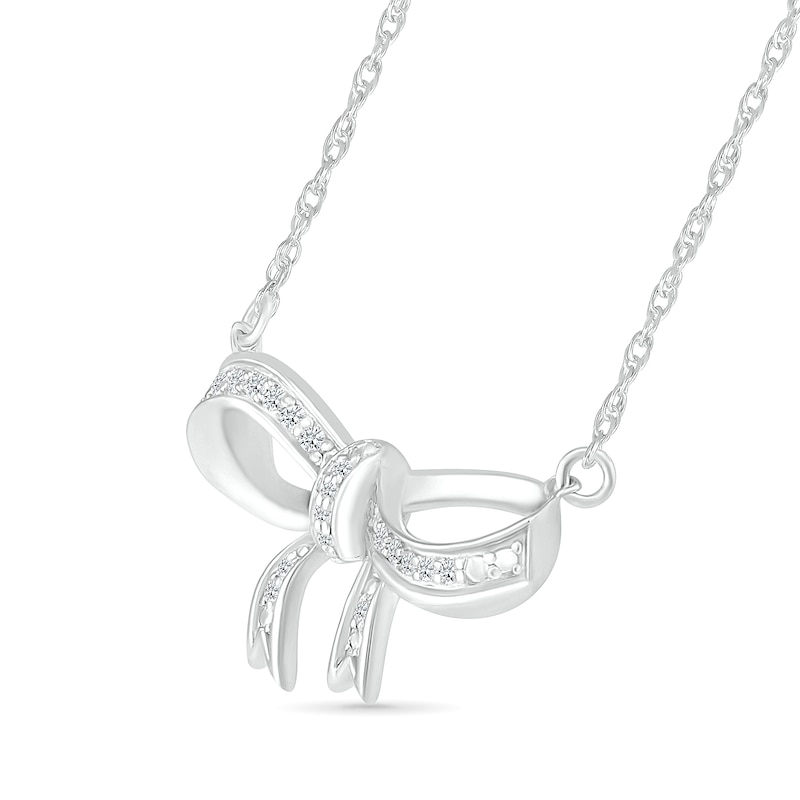 0.065 CT. T.W. Diamond Bow Necklace in Sterling Silver