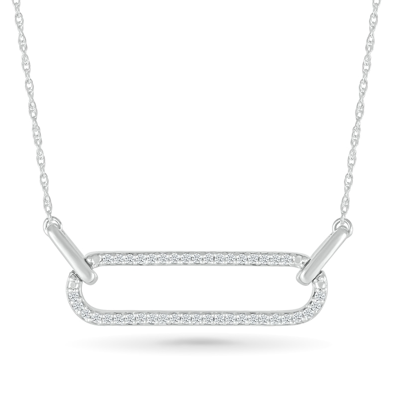 0.147 CT. T.W. Diamond Single Paperclip Necklace in Sterling Silver|Peoples Jewellers