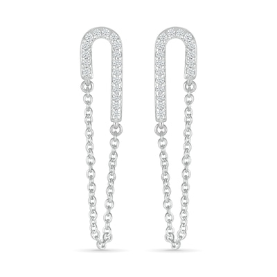 0.115 CT. T.W. Diamond Half Paperclip Chain Drop Earrings in Sterling Silver