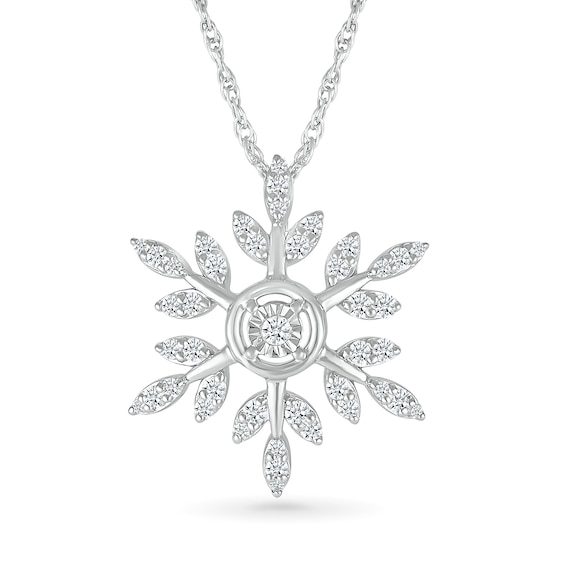 0.18 CT. T.W. Diamond Branch Snowflake Pendant in Sterling Silver