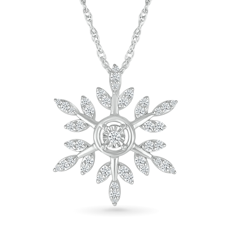0.18 CT. T.W. Diamond Branch Snowflake Pendant in Sterling Silver|Peoples Jewellers