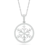 0.146 CT. T.W. Diamond Circle Outline with Snowflake Pendant in Sterling Silver