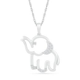 0.085 CT. T.W. Diamond Chubby Elephant Pendant in Sterling Silver