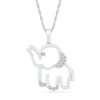 0.085 CT. T.W. Diamond Chubby Elephant Pendant in Sterling Silver