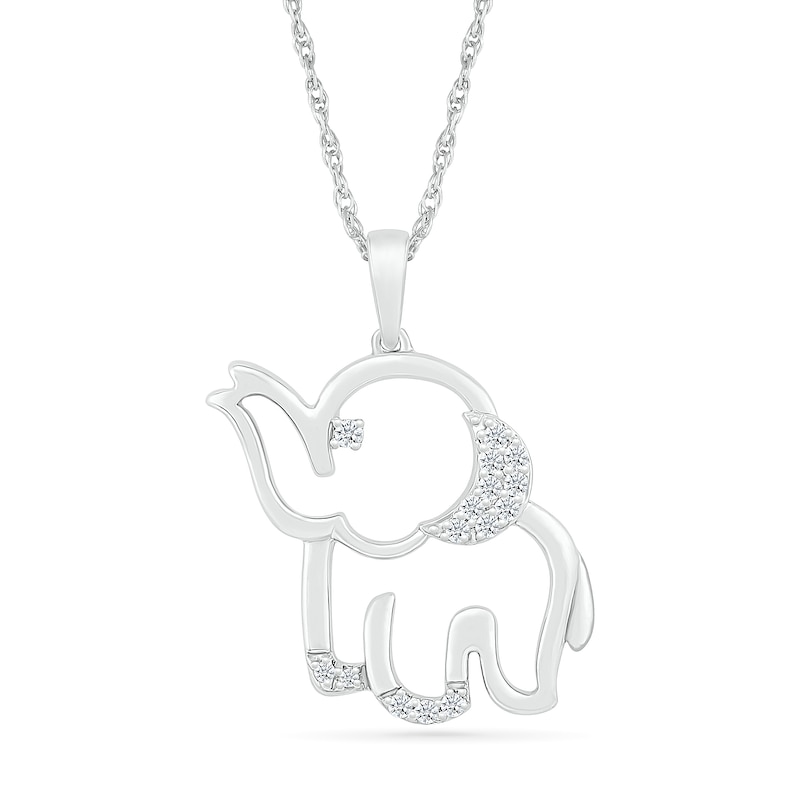 0.085 CT. T.W. Diamond Chubby Elephant Pendant in Sterling Silver|Peoples Jewellers