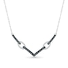 Thumbnail Image 0 of 0.29 CT. T.W. Black and White Diamond Paperclip Chevron Necklace in Sterling Silver