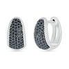 Thumbnail Image 0 of 0.45 CT. T.W. Black and White Diamond Rope Edge Dome Hoop Earrings in Sterling Silver