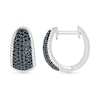 Thumbnail Image 1 of 0.45 CT. T.W. Black and White Diamond Rope Edge Dome Hoop Earrings in Sterling Silver
